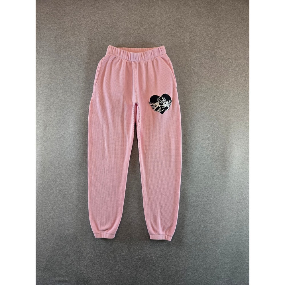 Boys Lie Sweatpants Womens S Pink Yours Truly Thermal Mac Slim Waffle Knit